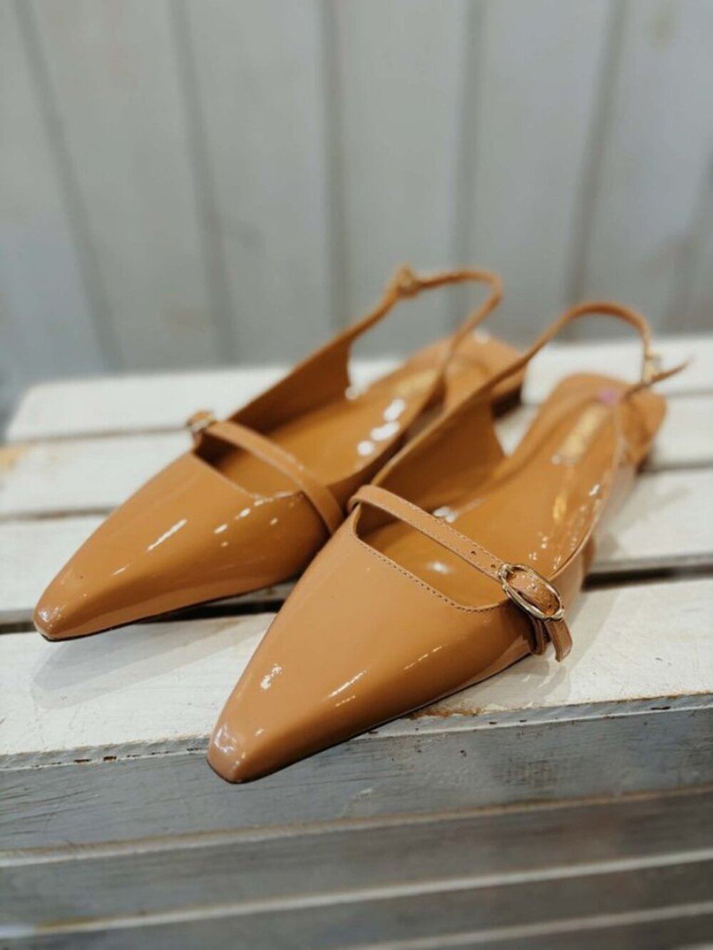 Larroude Ines Patent Leather Slingback Flats - Size 7.5